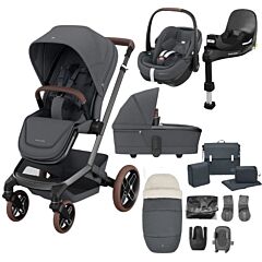 Fame 10 Piece Complete Travel System with Pebble PRO2 Car Seat & Base -Twillic Graphite