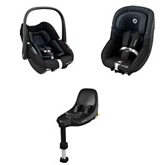 Maxi-Cosi Family S Car Seats & Base Bundle - Tonal Black 