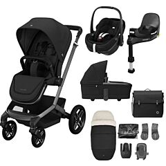 Fame 10 Piece Complete Travel System with Pebble PRO2 Car Seat & Base -Twillic Black