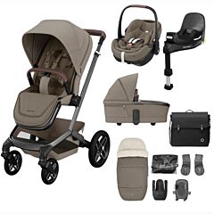 Fame 10 Piece Complete Travel System with Pebble PRO2 Car Seat & Base - Twillic Truffle 