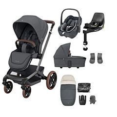 Fame 9 Piece Complete Travel System with Pebble PRO2 Car Seat & Base -Twillic Graphite